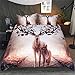 Produktbild Stillshine Bettbezug & Kissenbezug 3D Tier Tiger Löwe Wolf Elch Design Pattern Leichte Mikrofaser Bettwäsche Set Einzelgröße Doppelte King Size (Brauner Elch, Doppelte 200x200cm)