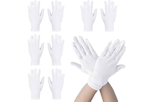 BORISCA 4 Paires Gants pour Femme et Homme, Gants en Soie de Lait, Gants Hydratants, Gants de Travail pour des Spectacles Cérémoniels, des Danses de Groupe (Blanc)