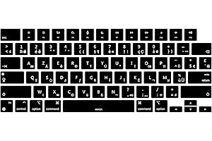 MiNGFi Protection Clavier Silicone Français AZERTY pour MacBook Pro/Max 14/16" M1-M4(A3112 A3401 A3185 A2485 A2780 A2991 A3403 A3186) Air 13,6/15,3" M2-M4 A3113 A3240 A2941 A3114 A3241 US/ANSI - Noir
