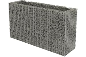 vidaXL Gabion Raised Bed from Galvanised Steel - proof, Weather- Raised Garden Bed - Sturdy, Stylish Plant Bed Border - Silver, Dimensions: 180x50x100 cm.