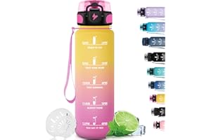 Grsta Botella Deportiva - 1500ML, Agua Gimnasio, a Prueba de Fugas y no BPA, Botella Gym Motivacional con Sello de Tiempo para Ciclismo y Escuela