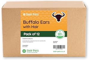 STELR PETS Hairy Buffalo Ears for Dogs (Pack of 12) – Natural Low-Fat Chews, Long-Lasting, Digestible & Grain-Free Treats for Healthy Teeth & Digestion