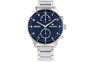 Tommy Hilfiger Męski 1791575 Zegarek na Rękę, Srebrny/Niebieski, Ø 44 mm