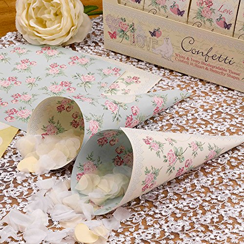 Spitztüten „Wedding Romance“, 10 St. – Verspielte Spitztüten in Mint und Creme - 2