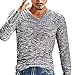 Produktbild Sweatshirt Herren Longra Herren Solid V Neck Langarm T-Shirt Top Slim Bluse Langarmshirt Rundhals Classics Herren T-Shirt (3XL, Gray)