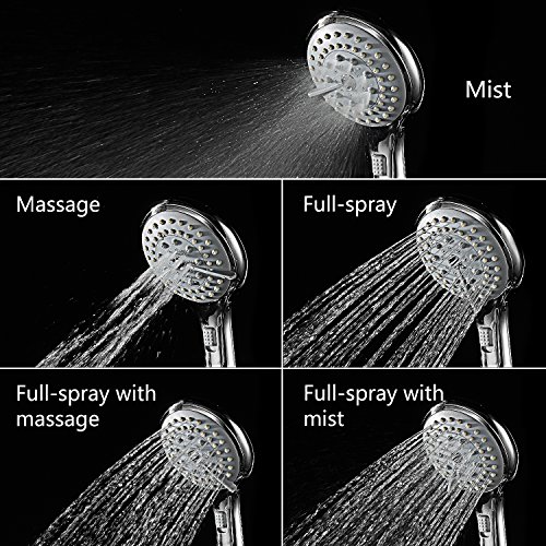 Lifewit Handbrause mit 2m Schlauch Duschkopf Duschbrause 10 Strahlarten 11cm Brausekopf Multifunktional Regenbrause Chrom - 2