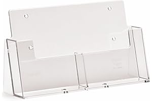 Taymar A6 Portrait Leaflet Counter Stand with 2 Pockets - Clear