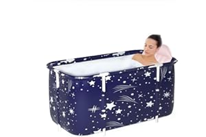 SOONHUA Bañera portátil plegable para adultos y bañera de pie con cojines para interiores y exteriores, spa caliente, baño de hielo, 120 x 55 x 50 cm