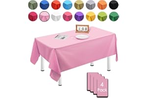 MORAINJAY 4 sztuki 137 x 274 cm, prostokątne, jednorazowe obrusy, różowe, wodoodporne, odporne na plamy, na przyjęcia urodzinowe, wesele, Boże Narodzenie, urodziny dziecka, do jadalni, ogrodu, na