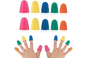 ZKGYUS 10 Pièces Doigtiers en Caoutchouc, Bout de Doigt Silicone, Protège-Doigts en Caoutchouc, Coussins de Doigts en Silicone, pour le tri, le comptage de l'argent, l'écriture (5 Couleurs, 5 Tailles)