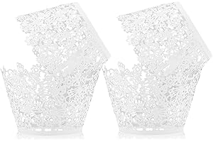 RMEET Caissette Cupcake,50 PCS Etuis à Gâteaux en Papier Dentelle Perlée Gâteau Métallique Emballages de Muffins Cupcakes Gâteau Porte-Toppers pour Anniversaire Mariage Décoration Fête Anniversaire