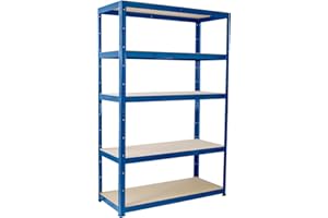 G-RACK Garage Shelving Units: 180cm x 90cm x 45cm | Heavy Duty Racking Shelves for Storage - 1 Bay, Blue 5 Tier (175KG Per Shelf), 875KG Capacity | For Workshop, Shed, Office | 5 Year Warranty