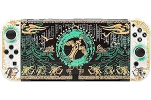 RREAKA Switch Zelda Case, Zelda Tears of The Kingdom Switch Protective Case, Portable Hard Shell Switch Accessory Case for Joy Con and Console, Dockable Grip Cover Black Case for Nintendo Switch OLED