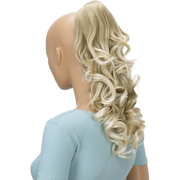 WIG ME UP Kunsthaar-Zopf, Lang & Voluminös, Stark Gelockt, 60 Cm, Goldblond – Mit Butterfly-Klammer