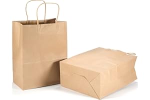 LIFEANT Sac en Papier Kraft avec Poignée, Sac Cadeau 30 Pièces Sac Kraft Emballage Cadeau, Sac Kraft Épais Brun pour Noël pour Anniversaire, Noël, Mariage (27 x 21 x 11cm)