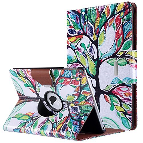 iPad Air Hülle, ULAK 360 Grad Rotierend Stand Smart Cover Case Schutzhülle Tasche Etui mit Auto Schlaf / Wach Funktion für Apple iPad Air/iPad 5th 2013 (Liebesbaum)