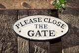Peso: aprox. 0,38 kg Antikas - placa nostalgia para puerta verja portón \"Please close the Gate\" significa por favor cierre la puerta - placa de hierro fundido