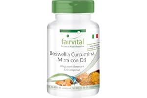Fairvital | Boswellia Mirra Curcumina con D3 - VEGAN - HOCHDOSIERT - 120 Compresse