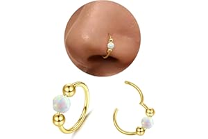 Diamday Piercing Nariz Anillo Opal Piercing Oreja Aro Pendientes Clicker 316L Acero Quirúrgico Nariz Aros Septum Labio Anillo Tragus Helix Piercing Daith Conch Cartílago Pendientes 16G/18G/20G