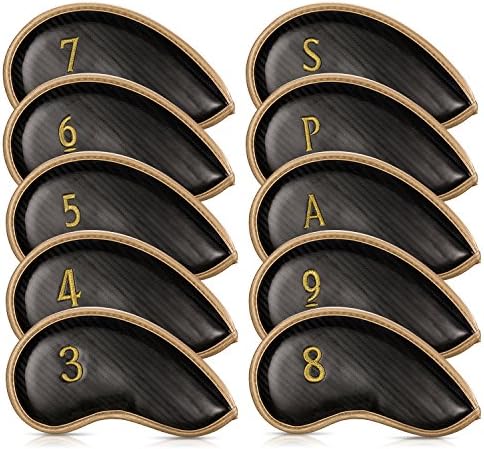 Iron Head Covers 10 pcs Golf Club Head Cover Set with Numbers on Both Side Velcro Closure Design Golf Protect Cover Fit Most Irons and Wedges