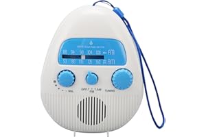 Ouitble Wasserdichtes Duschradio AM FM Hängendes Kabelloses Badezimmerradio Batteriebetriebenes Badradio mit Eingebauter Lautsprecher für Badezimmer Outdoor