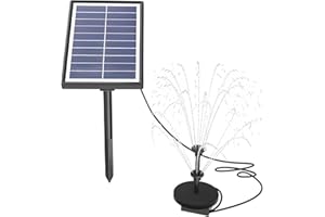 Irishom Pompe à eau solaire avec kit de buses à double couche de 17 pièces Pompe à fontaine solaire de 7 W Batterie intégrée 3000 mAh Pompe à bassin solaire de 350 l/h