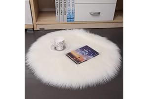 DQMEN Faux Pelliccia di Agnello di Pecora Tappeto,Pelliccia Sintetica Tappeto Vello di Pecora (Bianco, 45 X 45 CM)
