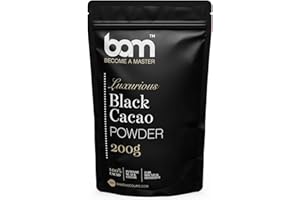 BAM Cacao in Polvere - Cacao Amaro in Polvere Nero, 100% Fave di Cacao Africane, Senza Glutine, Ideale per Dolci, Decorazioni e Biscotti Neri, 200 g