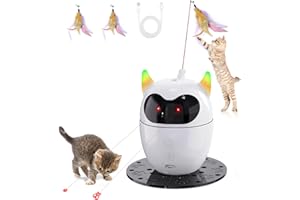Spessn Jouet Interactif pour Chat, Jouet Automatique Rechargeable à Pois, Intelligence pour Chat/Chaton/Chien (Blanc)