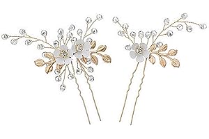 AUKMLA 1 par (2 unidades) de horquillas de boda para el pelo con cristales, accesorios para el cabello para mujeres en bodas o para salir (oro)