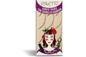 Vialetto Tavoletta di Cioccolato Bianco con Cristalli di Liquirizia - Confezione da 90 Grammi, Senza Glutine – Dalla Fantasia di Angelina