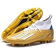 Football Boots,Men’s Soccer Cleats Professional Training Turf Mens Outdoor Indoor Sports Athletic Big Boy's Sneakers (Gold,41 EU)