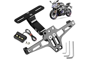 LYPPUL Motorcycle License Plate Bracket, Motorbike Tail Tidy Universal,Adjustable Angle Motorcycle Fender Eliminator with License Plate Lighting Holder, Motorcycle Number Plate Frame