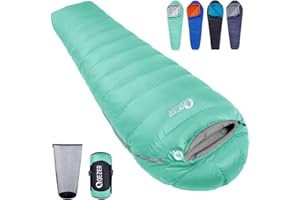 QEZER Sacco a pelo in piuma, sacco a pelo invernale da esterno 0℃ ~ -8 ℃【1.59 kg】/-8℃~-18℃ leggero, caldo, sacco a pelo a mummia, con piumino di alta qualità, 600 FP, per campeggio