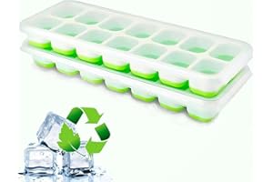 EVABRIS® Pack 2 Cubiteras para Hielo con Tapa, Hielera de Silicona para hacer Cubitos de Hielo, Ice Cube Maker Tray Silicone (Verde, 2 Unidades)