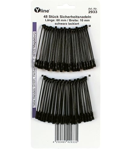 thumbnail: 14 Stuks Maxi Veiligheidsspelden 55mm Zwart Gelakt - Grote Stevige Spelden