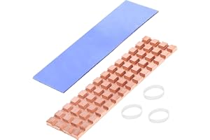 M.2 2280 SSD Heatsink 67x18x2mm Pure Copper Cooler with Thermal Pad, Slim NVMe Heat Sink for Laptop, Desktop, PS5 and Electronic Devices Cooling (Includes Rubber Rings)