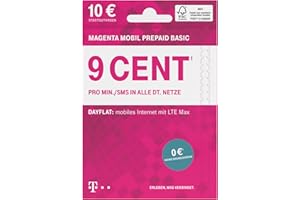 Telekom Magenta Mobil Prepaid Basic - 9 Cent pro Minute/SMS in alle dt. Netze - 10 Euro Startguthaben