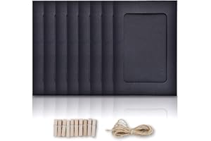 ENENES Photo Frame, 5X7 INCH Kraft Paper Picture Frames, 30 PCS DIY Cardboard Photo Frames with Wood Clips and Jute Twine (5X7 INCH, 30PCS BLACK)