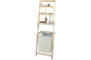 SoBuy® FRG160-N, Bathroom Storage Shelf, Ladder Shelf with 3 Storage Shelves &1 Removable Laundry Basket