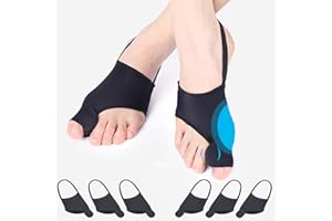 EURTES 6 sztuk separatorów na haluksy koślawe, z ochroną piłki, korekcja haluksów koślawego bandaż korekcyjny Bunion Corrector z paskiem antypoślizgowym i żelowymi wkładkami do hallux koślawego Bunion (6 szt. czarne)