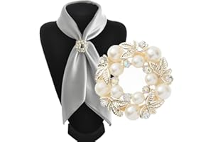 Gemini_Mall Elegant Faux Pearl Rhinestone Scarf Ring Silk Scarf Buckle Clip Gift