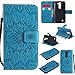 Produktbild K7 Hülle, K8 Handyhülle, Dfly Premium Slim PU Leder Mandala Blume prägung Muster Flip Hülle Bookstyle Stand Slot Schutzhülle Tasche Wallet Case für LG K7 / LG K8, Blau
