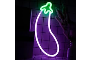 DWOOKE Neon Sign,Eggplant LED Neon Light Green Purple Wall Lights,USB or Battery Powered Neon Light Sign Wall Decor,Neon Lights for Bedroom,kitchen,Living Room,Party,Bar,Christmas