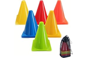 QITIXI:OU Markierungskegel Fussball, 15 Stück 18cm Hütchen Pylonen mit Netzbeutel, Mehrfarbig Multifunktionskegel, Trainingskegel, Markierungshütchen für Sport, Fußball, Reitsport & Hund Training