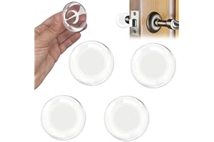 FALLCON F Topes para Puertas Pared Manilla XL 50 x 12 mm (4 Unidades)- Tope Puerta de Silicona Transparente Doble Proteccion Amortiguador de Golpes - Adhesivo Reutilizable para Puertas,Armario,Lavadora,Sofá.