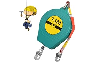 BOVDC Dispositivo Anticaídas Retráctil, Linea de Vida Retractil Homologado, Arnés de Seguridad Anticaídas Retráctil 3-20m para Trabajos Aéreos, Carga Máxima:150kg(Verde, 15m)