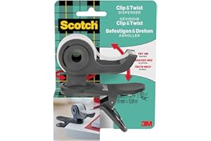 Scotch 90103 - Dispensador de cinta adhesiva C&T, gris, 1 rollo incluido, 19 x 9,8 m