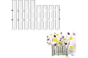 LIKEUDO 15cm Hinged Flower Test Tube Vase - Glass Tube Transparent Hydroponic Terrarium for Flowers(8 Tubes Different heights)