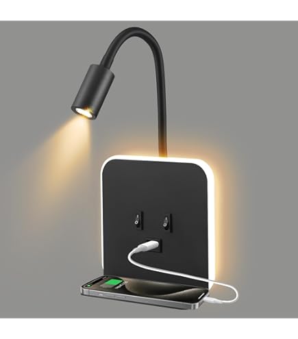 Wandlamp Leeslamp Voor Binnen Wand-Bedlamp Met Draadloze Oplader, LED- Wandlamp Oplaadfunctie USB Moderne Wandverlichting, Bedlamp Met 2 Schakelaars, Aluminium Zwenkbare Wandlamp 360 ° (3W 8W